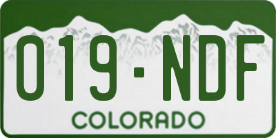 CO license plate 019NDF