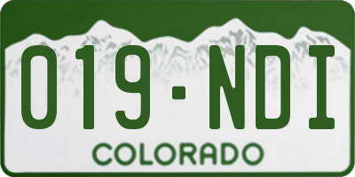 CO license plate 019NDI