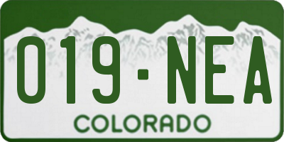 CO license plate 019NEA
