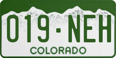 CO license plate 019NEH