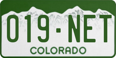 CO license plate 019NET