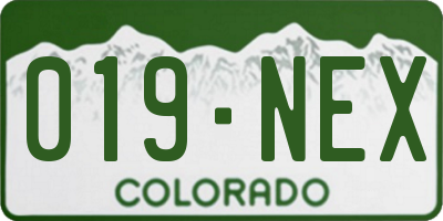 CO license plate 019NEX