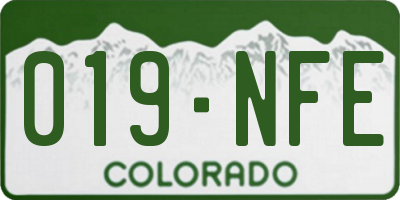 CO license plate 019NFE
