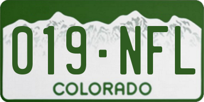CO license plate 019NFL