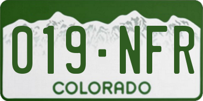 CO license plate 019NFR
