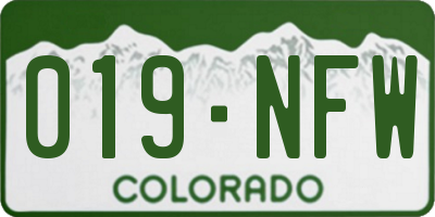 CO license plate 019NFW