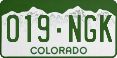 CO license plate 019NGK