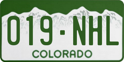 CO license plate 019NHL