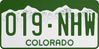 CO license plate 019NHW