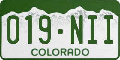 CO license plate 019NII