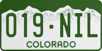 CO license plate 019NIL
