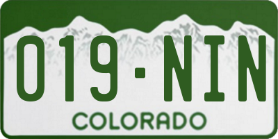 CO license plate 019NIN