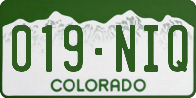 CO license plate 019NIQ