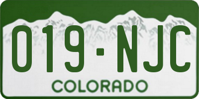 CO license plate 019NJC