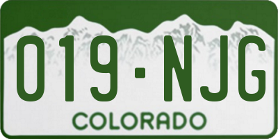 CO license plate 019NJG