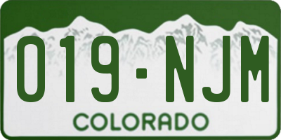 CO license plate 019NJM