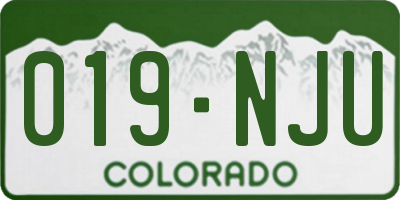 CO license plate 019NJU