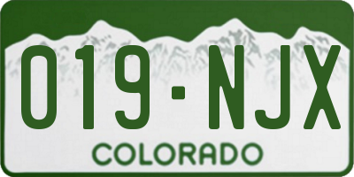 CO license plate 019NJX