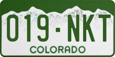 CO license plate 019NKT