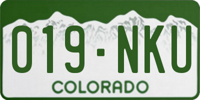 CO license plate 019NKU