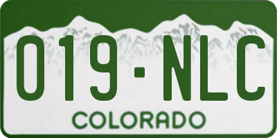 CO license plate 019NLC