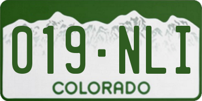 CO license plate 019NLI