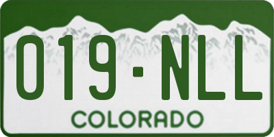 CO license plate 019NLL