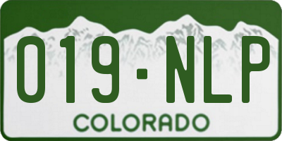 CO license plate 019NLP