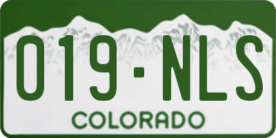 CO license plate 019NLS