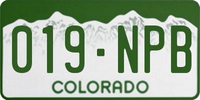 CO license plate 019NPB