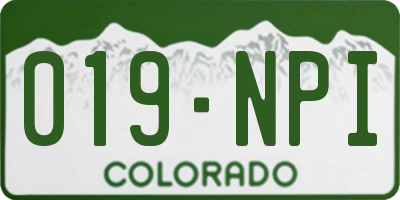 CO license plate 019NPI