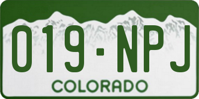 CO license plate 019NPJ