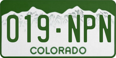 CO license plate 019NPN