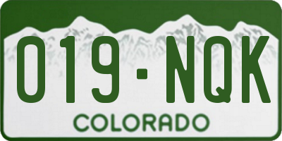 CO license plate 019NQK