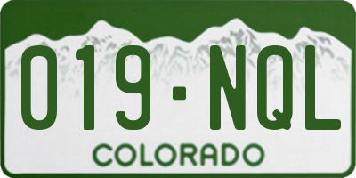 CO license plate 019NQL