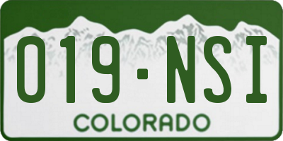 CO license plate 019NSI