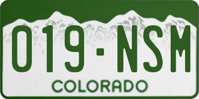 CO license plate 019NSM