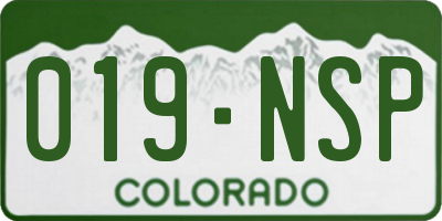 CO license plate 019NSP