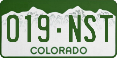 CO license plate 019NST