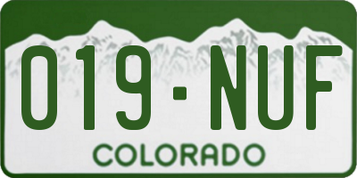 CO license plate 019NUF