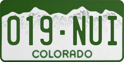CO license plate 019NUI