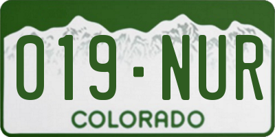 CO license plate 019NUR