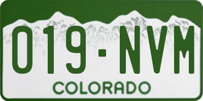CO license plate 019NVM