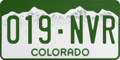CO license plate 019NVR