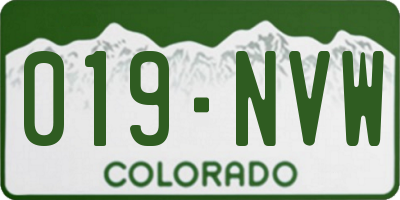 CO license plate 019NVW