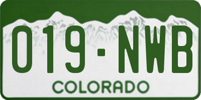 CO license plate 019NWB