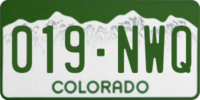 CO license plate 019NWQ