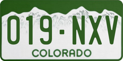 CO license plate 019NXV