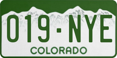 CO license plate 019NYE
