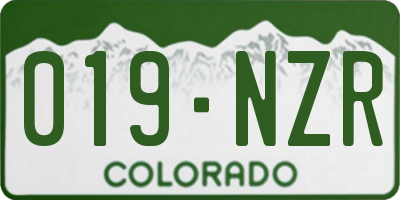 CO license plate 019NZR